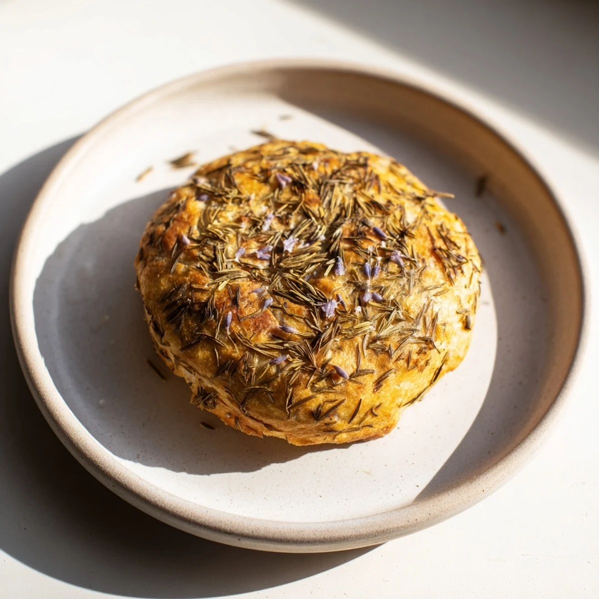Warm, golden brown Quick Homemade Flatbread with rosemary, sprinkled sea salt, ready to enjoy.