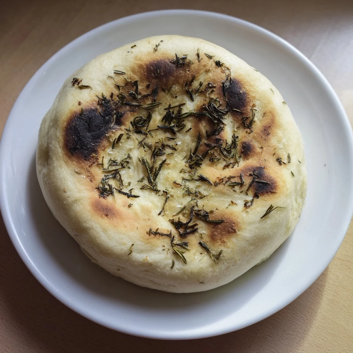 Fresh, herbal rosemary perfumes this Quick Homemade Flatbread, lightly crisp from the skillet.