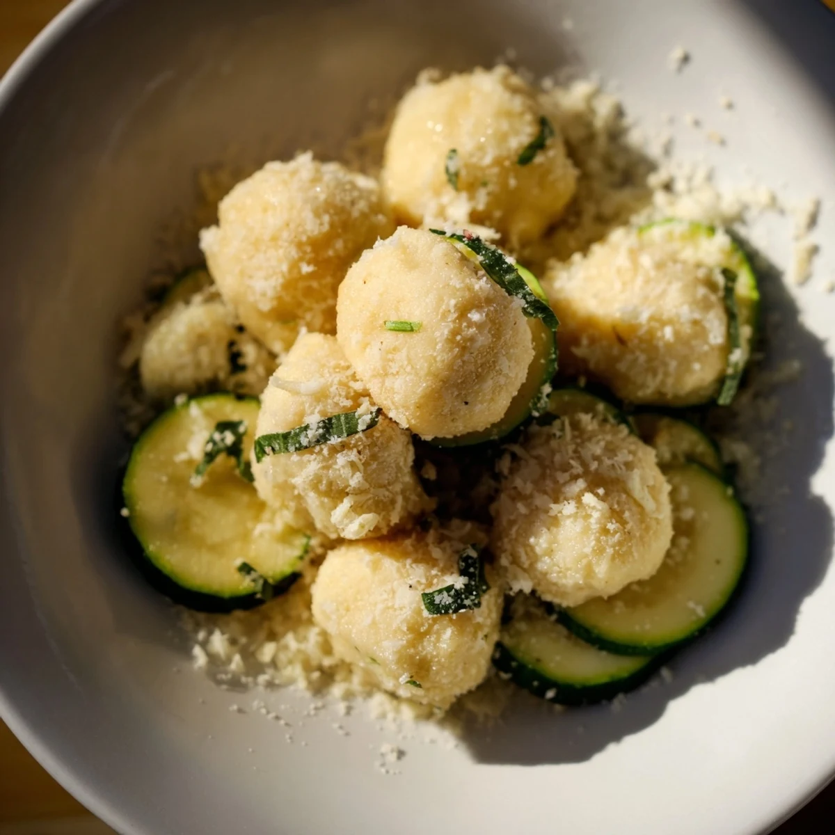 Sheet pan turkey meatballs with zucchini, golden brown and sizzling from the oven.