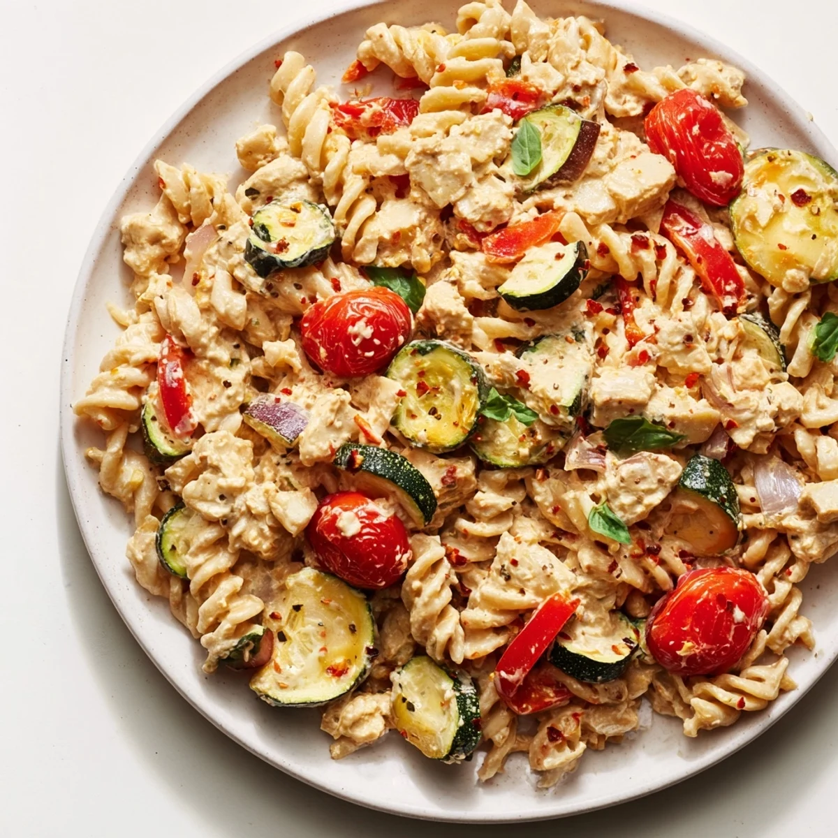 Creamy Baked Feta Pasta 2.0 with roasted vegetables, perfect for a flavorful vegetarian dinner.