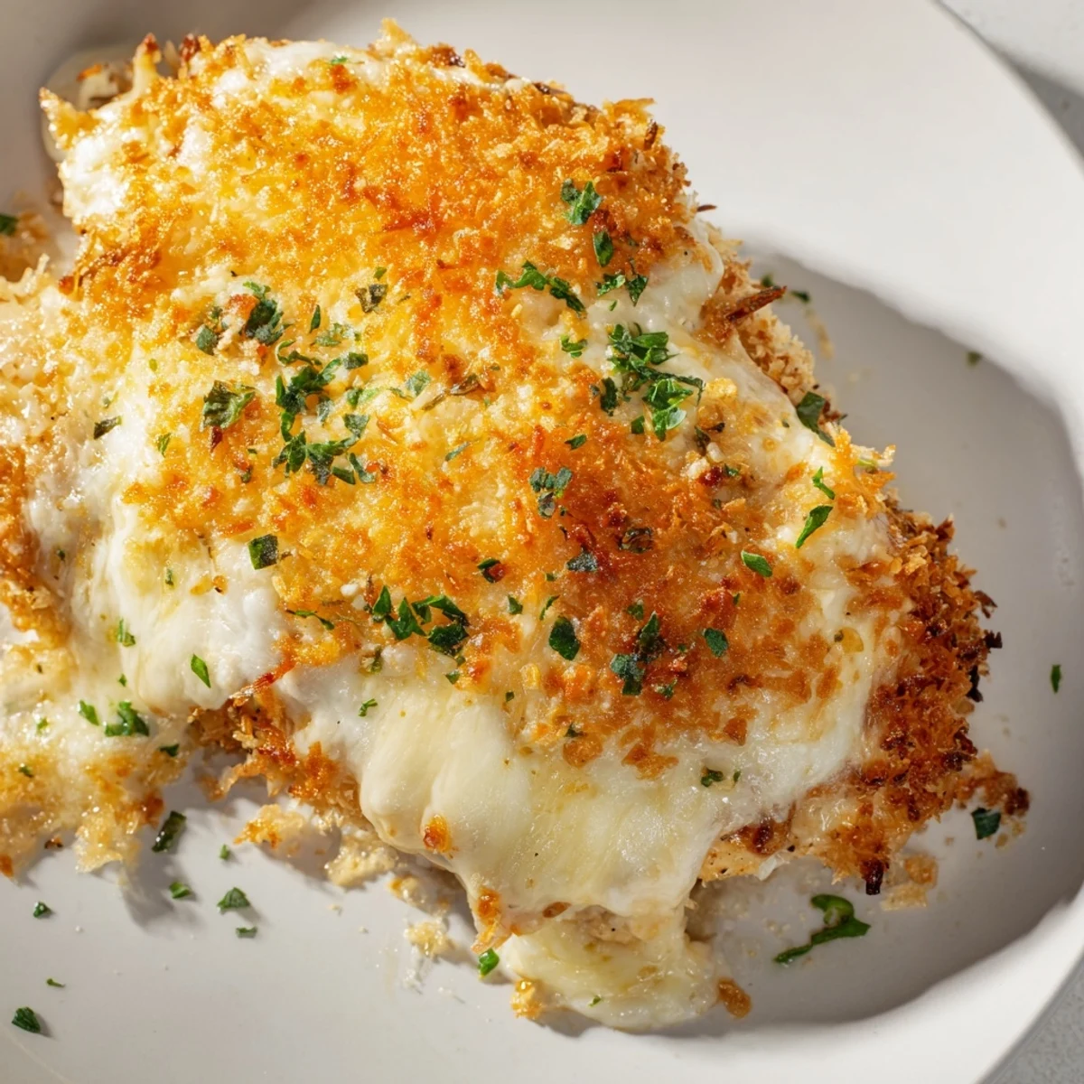 Delicious Cheesy Baked Chicken Breast featuring juicy, tender chicken under a crispy, cheesy crust.