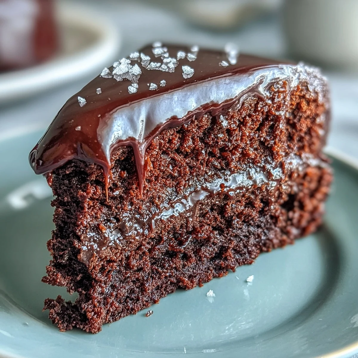 Two moist, squidgy slices of Easy Chocolate Fudge Cake served with a dollop of whipped cream and fresh berries.