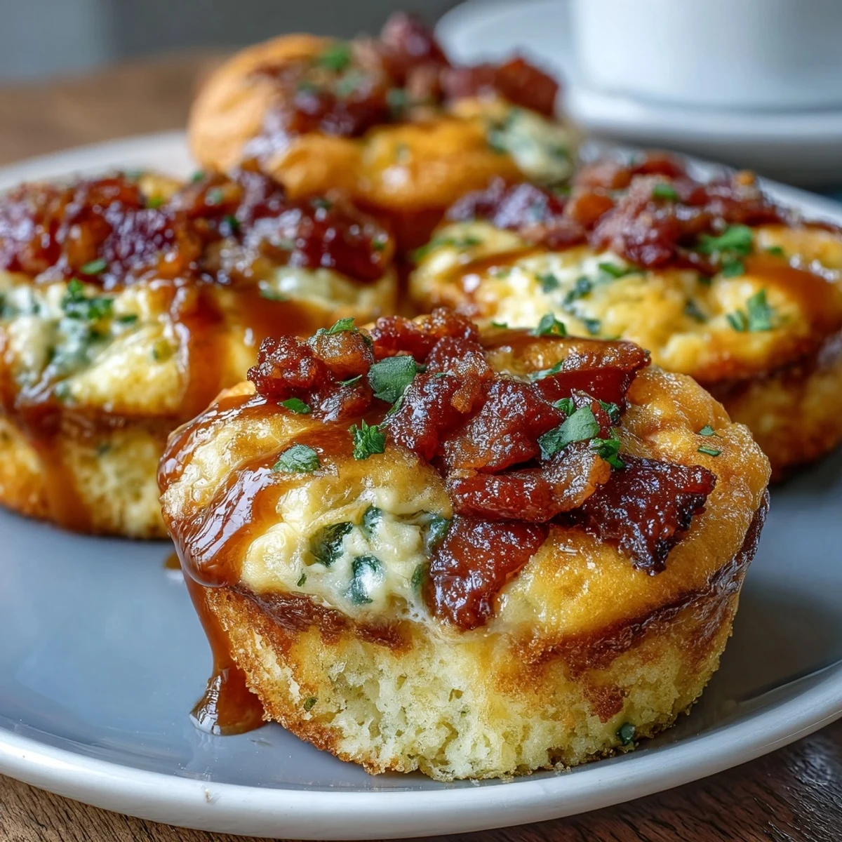 Golden Breakfast Egg Muffins with melty cheese and savory bacon.
