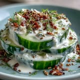 Cool cucumber TikTok salad featuring a creamy, savory everything bagel seasoned dressing.