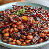 Juneteenth BBQ Baked Beans with Bacon, a smoky-sweet picnic favorite.