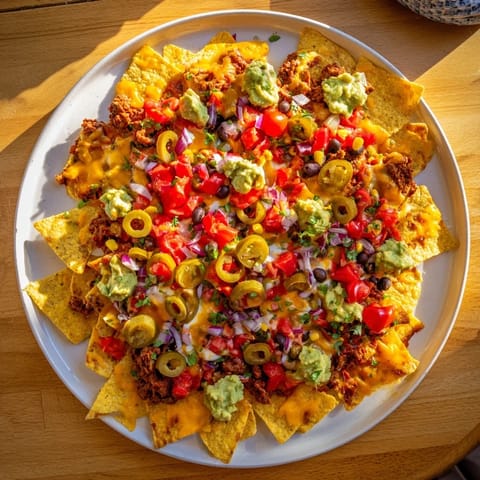 Warm, cheesy classic sheet pan beef nachos served with a side of fresh, tangy lime wedges.