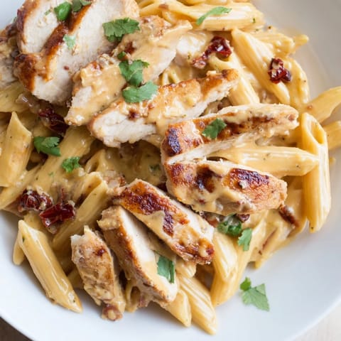 Tender chicken and al dente penne are generously coated in a sweet and smoky honey chipotle sauce, finished with a sprinkle of Parmesan.