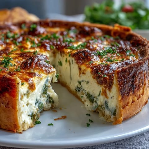 Elegant asparagus and Brie quiche with flaky golden crust, perfect for a festive Mother's Day brunch spread.