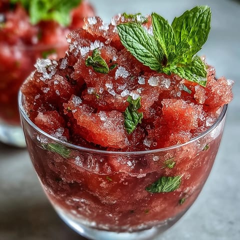 Frozen watermelon mint frosé, a vibrant mocktail bursting with summer fruit flavor.