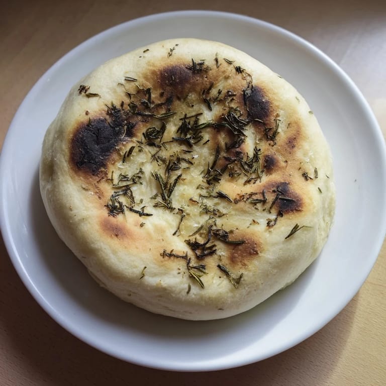 Fresh, herbal rosemary perfumes this Quick Homemade Flatbread, lightly crisp from the skillet.