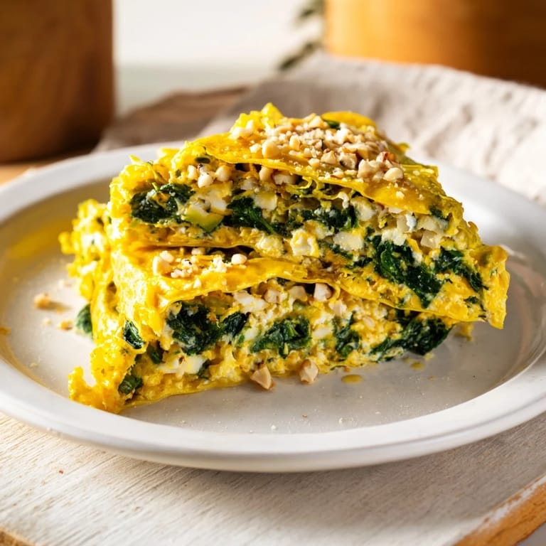 A close-up view of baked Savory Spinach and Ricotta Puff Pastry Triangles, boasting a perfect, golden crust.