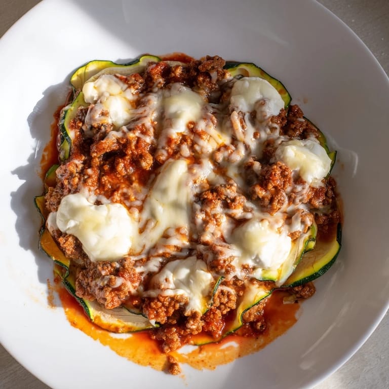 Warm, flavorful zucchini lasagna skillet, a gluten-free and easy weeknight meal, bursting with savory goodness.