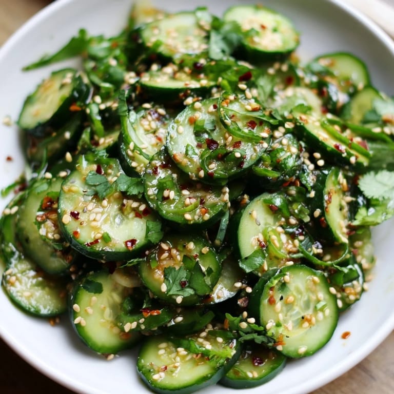 A bowl piled high: this Zesty Shake Cucumber Salad is ready—tangy and crunchy, a perfect light side dish.