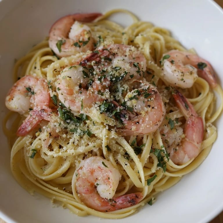 Linguine tossed with shrimp, lemon and herbs, a beautiful and satisfying Lemon Herb Pasta meal.