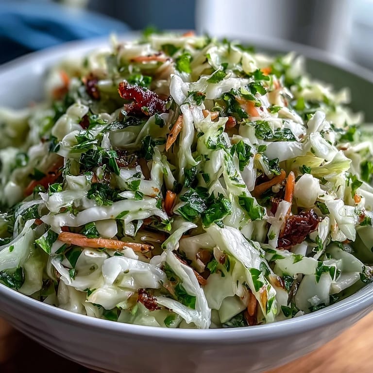 Vibrant Sauerkraut Slaw served as a crunchy vegan side dish, featuring fermented cabbage and fresh vegetables with a tangy apple cider vinegar dressing.