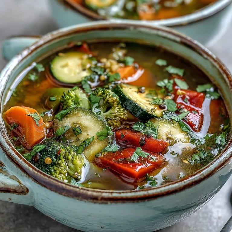 Steaming bowl of Ginger Vegetable Soup beside sliced crusty bread, perfect for dipping on a cozy weeknight.