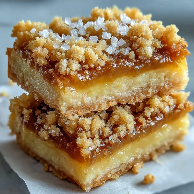 A cut bar shows tender lemon curd between a buttery crust and crumbly topping, served on a white plate.