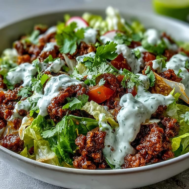 Ready in 30 minutes, this Healthy Taco Bowl is topped with lime crema and optional shredded cheddar cheese.
