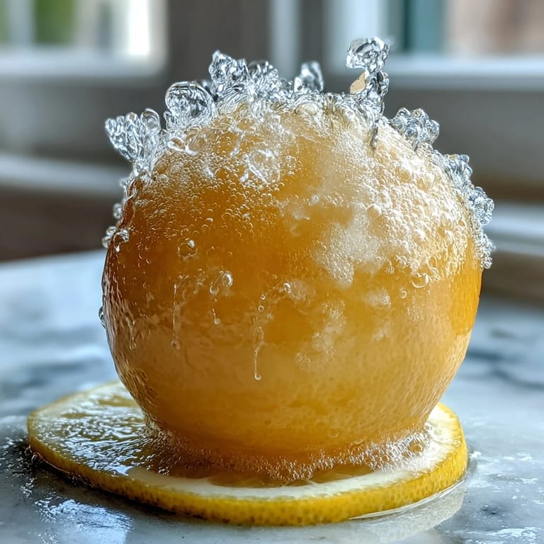 Elegant Italian Limoncello Sorbet Float featuring tangy lemon sorbet topped with bubbly sparkling water.  