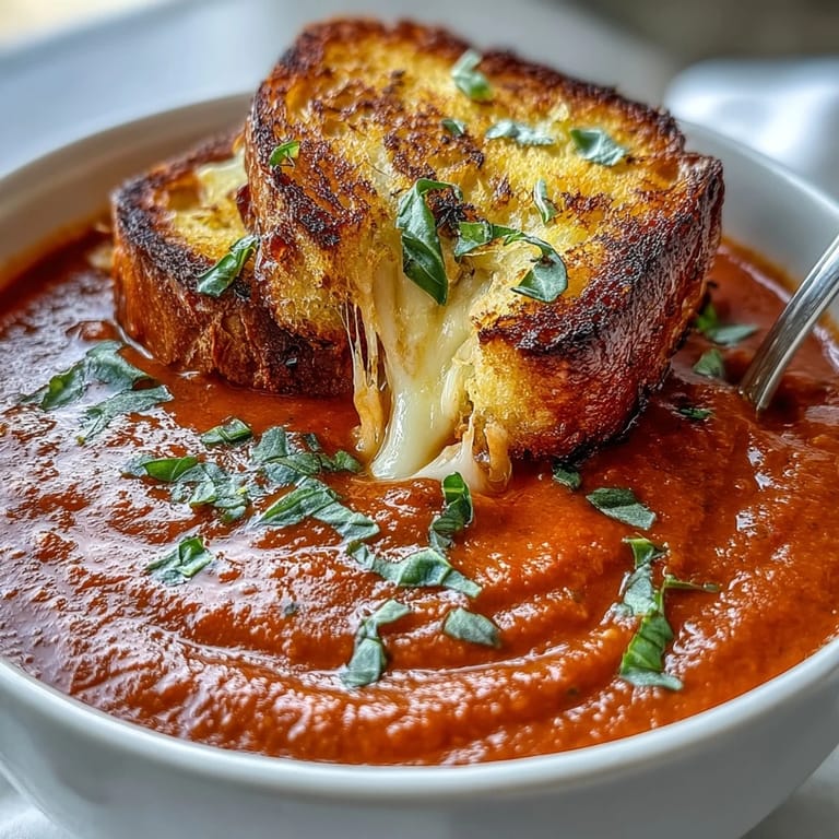 Comforting bowl overflowing with Creamy Tomato Basil Soup, topped generously.