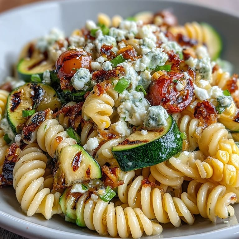 Refreshing pasta salad featuring Cotija cheese, lime dressing, and summer vegetables.