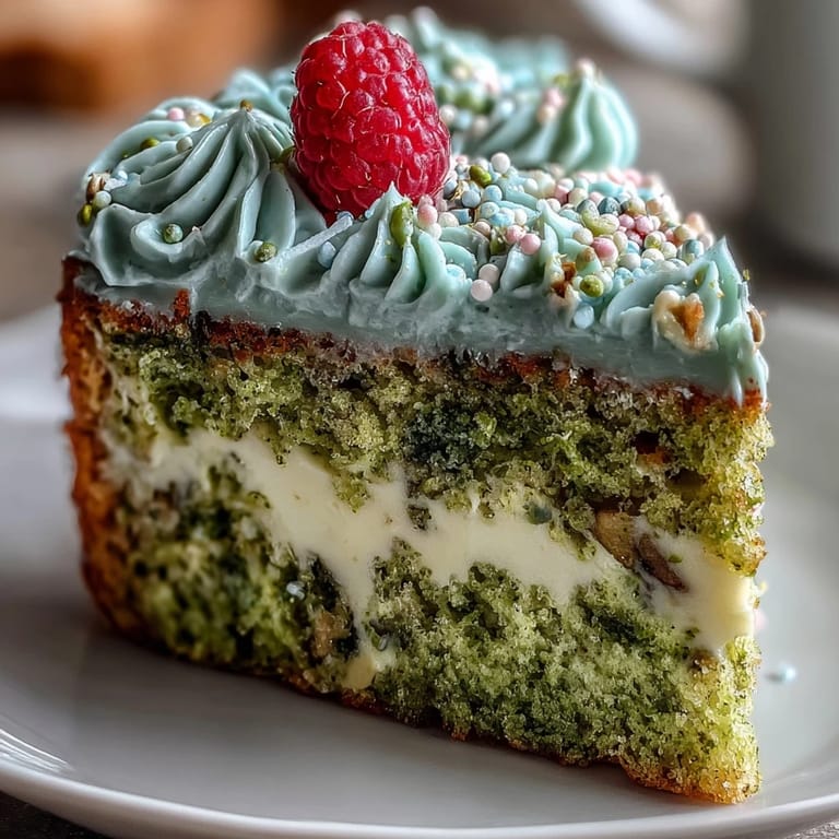 Vibrant emerald smash cake style mini matcha celebration cake, beautifully frosted.