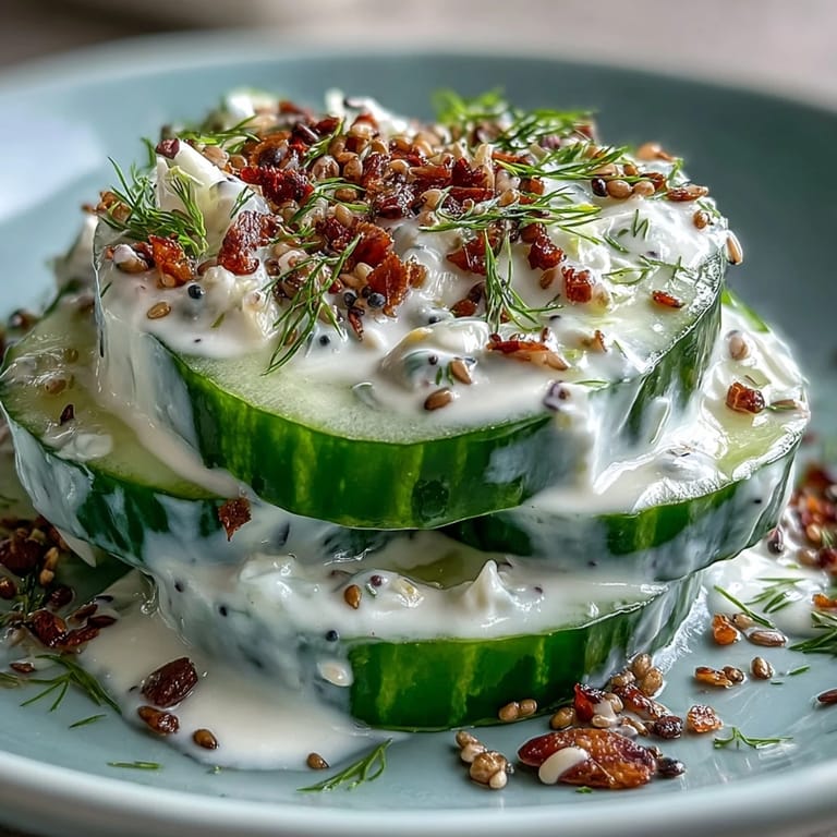 Cool cucumber TikTok salad featuring a creamy, savory everything bagel seasoned dressing.