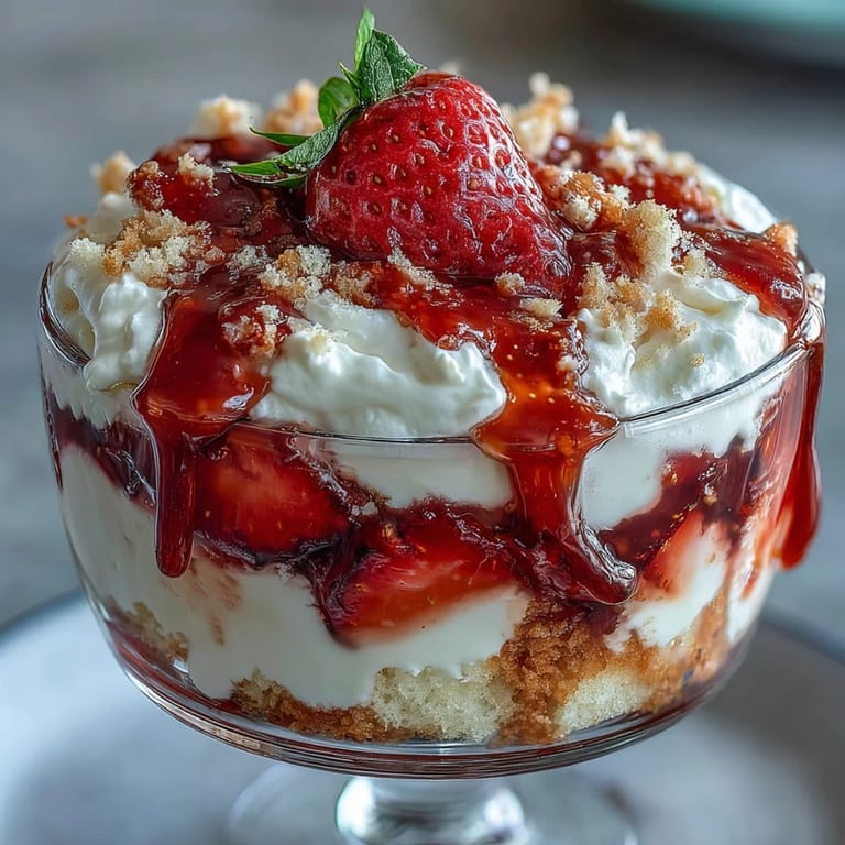 Sweet and decadent strawberry shortcake trifle perfect for any summer celebration.