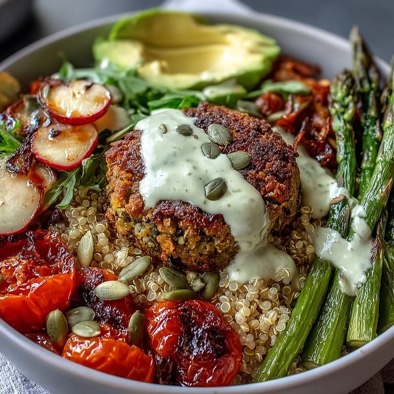 Juicy falafel and fresh spring veggies make this Spring Buddha Bowl irresistible.