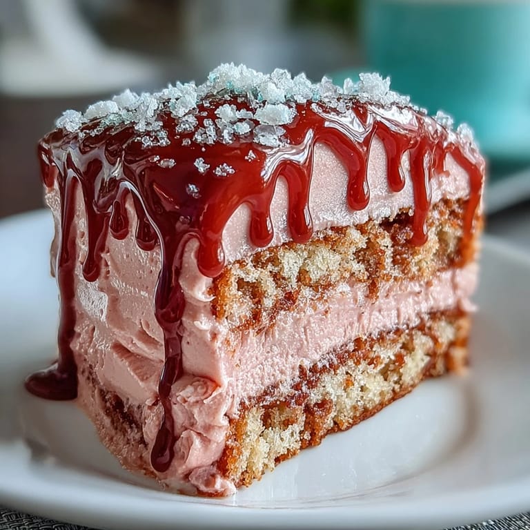 Close-up of a moist Bridal Shower Rosé Velvet Cake with luscious creamy frosting.