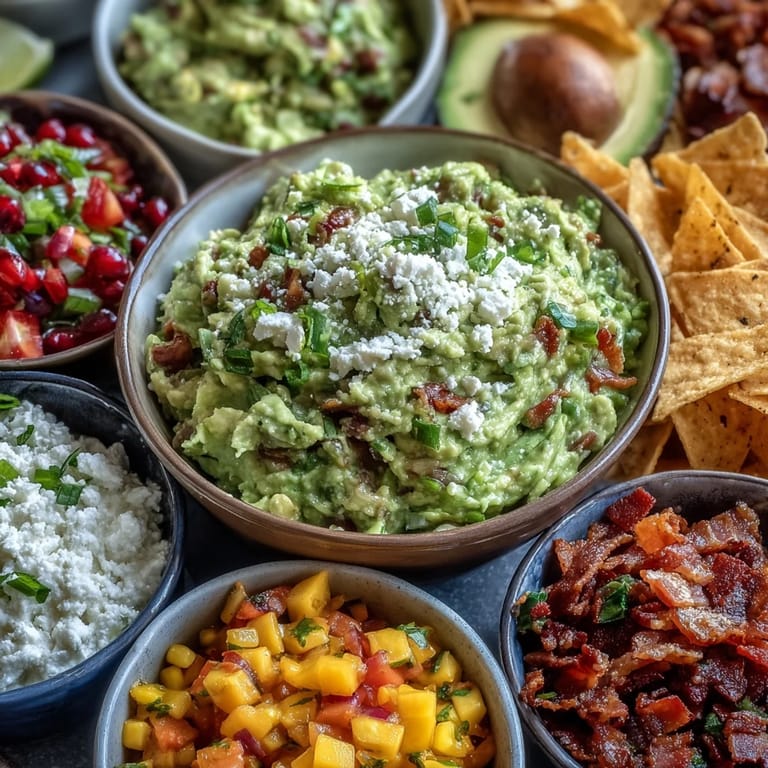 DIY guacamole bar ready to serve, featuring creamy avocado and diverse options.