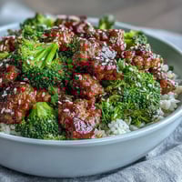 Sweet and Spicy Turkey Broccoli Bowls feature tender ground turkey in a glossy honey-sriracha glaze over fluffy brown rice.