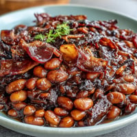 Juneteenth BBQ Baked Beans with Bacon, a smoky-sweet picnic favorite.